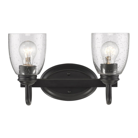 Parrish 2 Light Bath Vanity in Black with Seeded Glass Wall Golden Lighting 