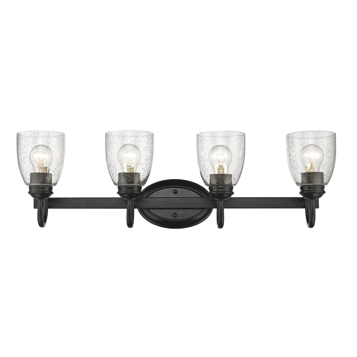 Parrish 4 Light Bath Vanity in Black with Seeded Glass Wall Golden Lighting 