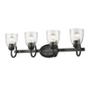 Parrish 4 Light Bath Vanity in Black with Seeded Glass Wall Golden Lighting 