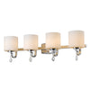 Evette 4 Light Bath Vanity in Chrome with Opal Glass Wall Golden Lighting 