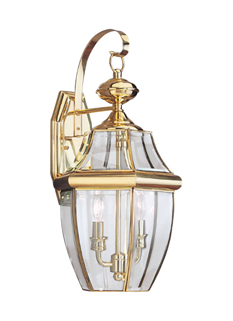 Lancaster Two Light Outdoor Wall Lantern - Polished Brass Outdoor Sea Gull Lighting 