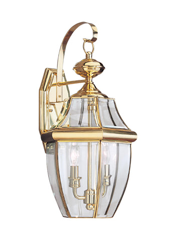 Lancaster Two Light Outdoor LED Wall Lantern - Polished Brass Outdoor Sea Gull Lighting 