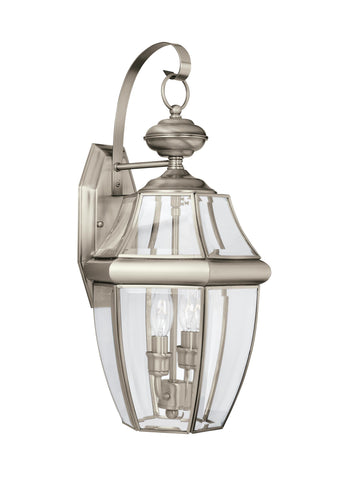 Lancaster Two Light Outdoor LED Wall Lantern - Brushed Nickel Outdoor Sea Gull Lighting 