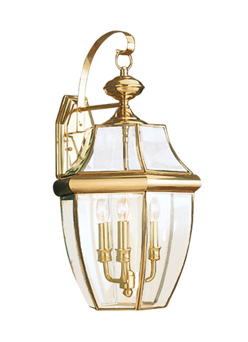 Lancaster Three Light Outdoor Wall Lantern - Polished Brass Outdoor Sea Gull Lighting 
