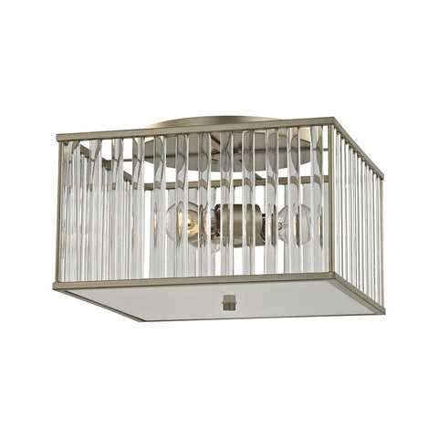 Ridley 3 Light Semi Flush In Aged Silver With Oval Glass Rods Semi Flushmount Elk Lighting 