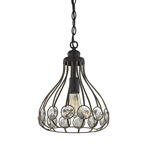 Crystal Web 1 Light Penant In Bronze Gold And Matte Black With Clear Crystal Ceiling Elk Lighting 