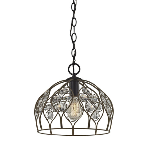 Crystal Web 11"w Mini Pendant in Bronze Gold Black with Clear Crystal Ceiling Elk Lighting Default Value 