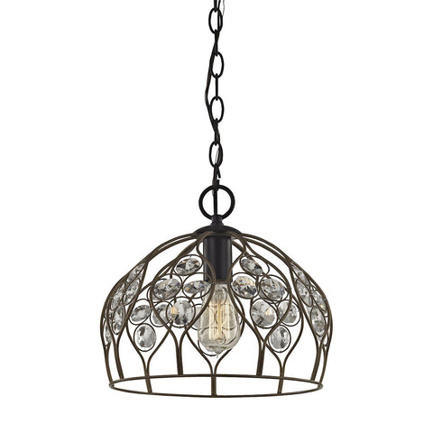 Crystal Web 1 Light Penant In Bronze Gold And Matte Black With Clear Crystal Ceiling Elk Lighting 