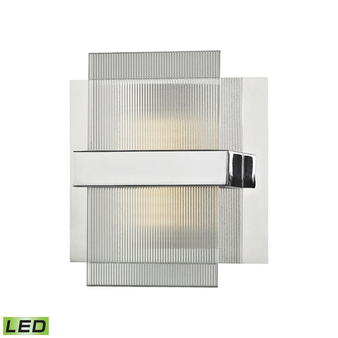 Desiree Led Vanity In Polished Chrome With Clear Lined Glass Wall Elk Lighting 