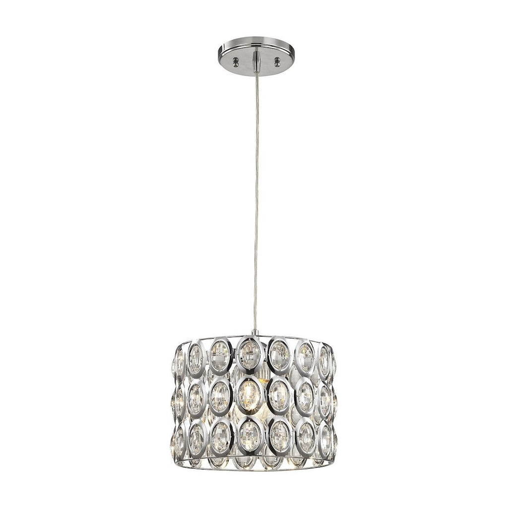 Tessa 1 Light Pendant In Polished Chrome With Clear Crystal Ceiling Elk Lighting 