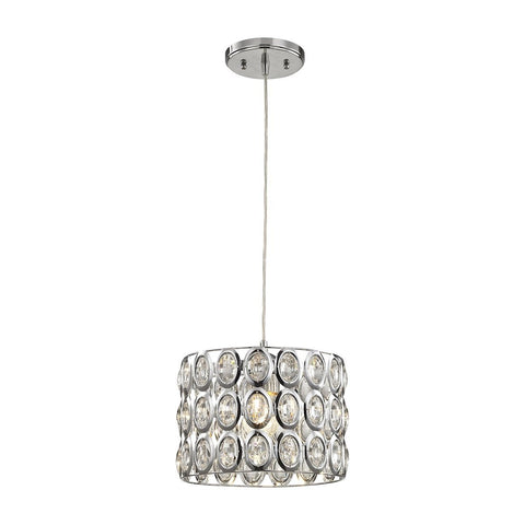 Tessa 1 Light Pendant In Polished Chrome With Clear Crystal Ceiling Elk Lighting 