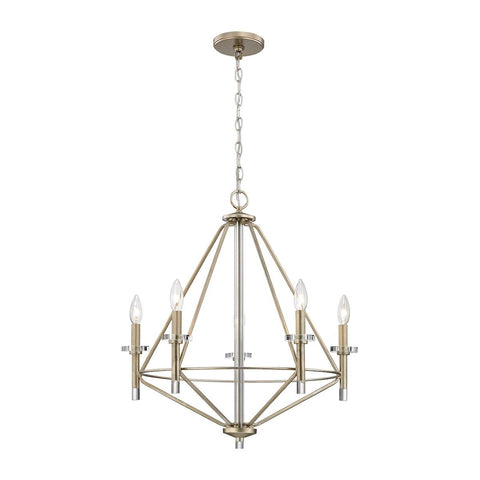 Lacombe 5 Light Chandelier In Aged Silver With Clear Glass Accents Chandelier Elk Lighting 