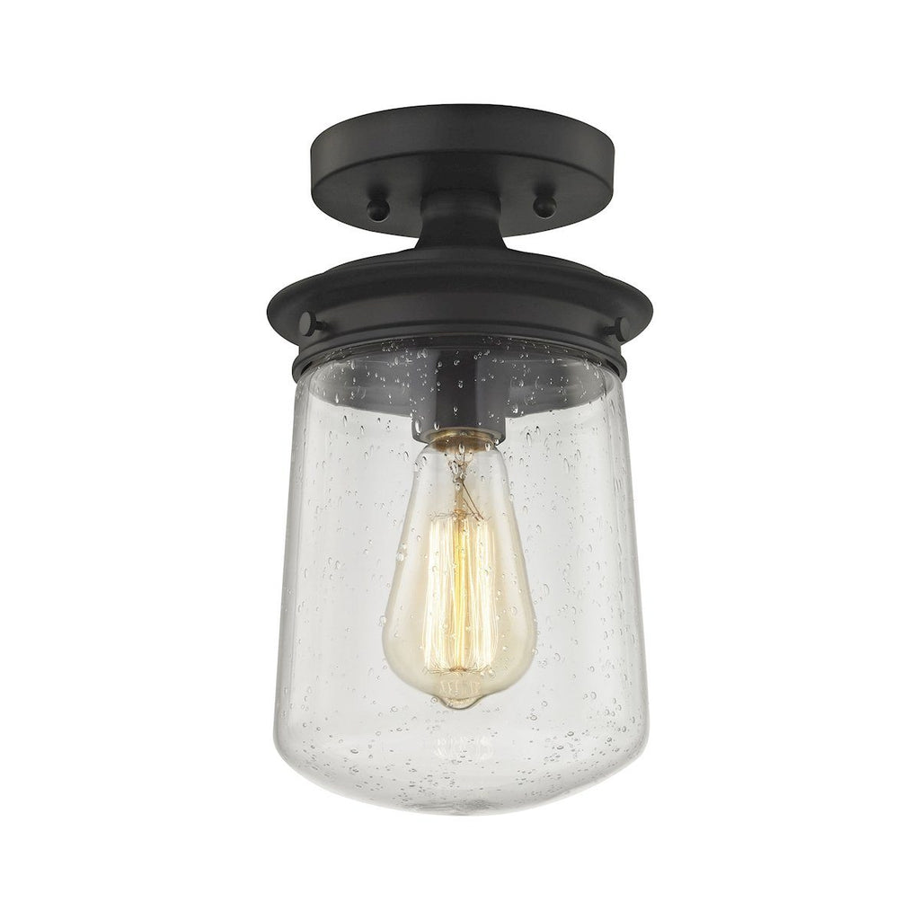 Hamel 1 Light Semi Flush In Oil Rubbed Bronze With Clear Seedy Glass Semi Flushmount Elk Lighting 