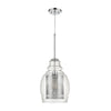 Herndon 1-Light Pendant in Polished Chrome with Clear Glass and Perforated Metal Cylinder