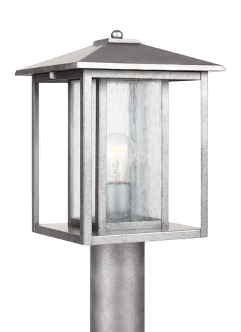 Hunnington One Light Outdoor Post Lantern - Weathered Pewter Outdoor Sea Gull Lighting 