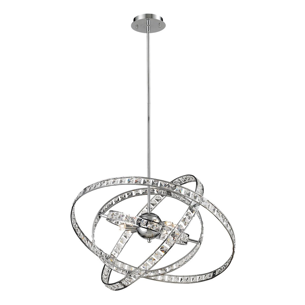 Saturn 6 Light Pendant In Chrome And Clear Crystal Ceiling Elk Lighting 