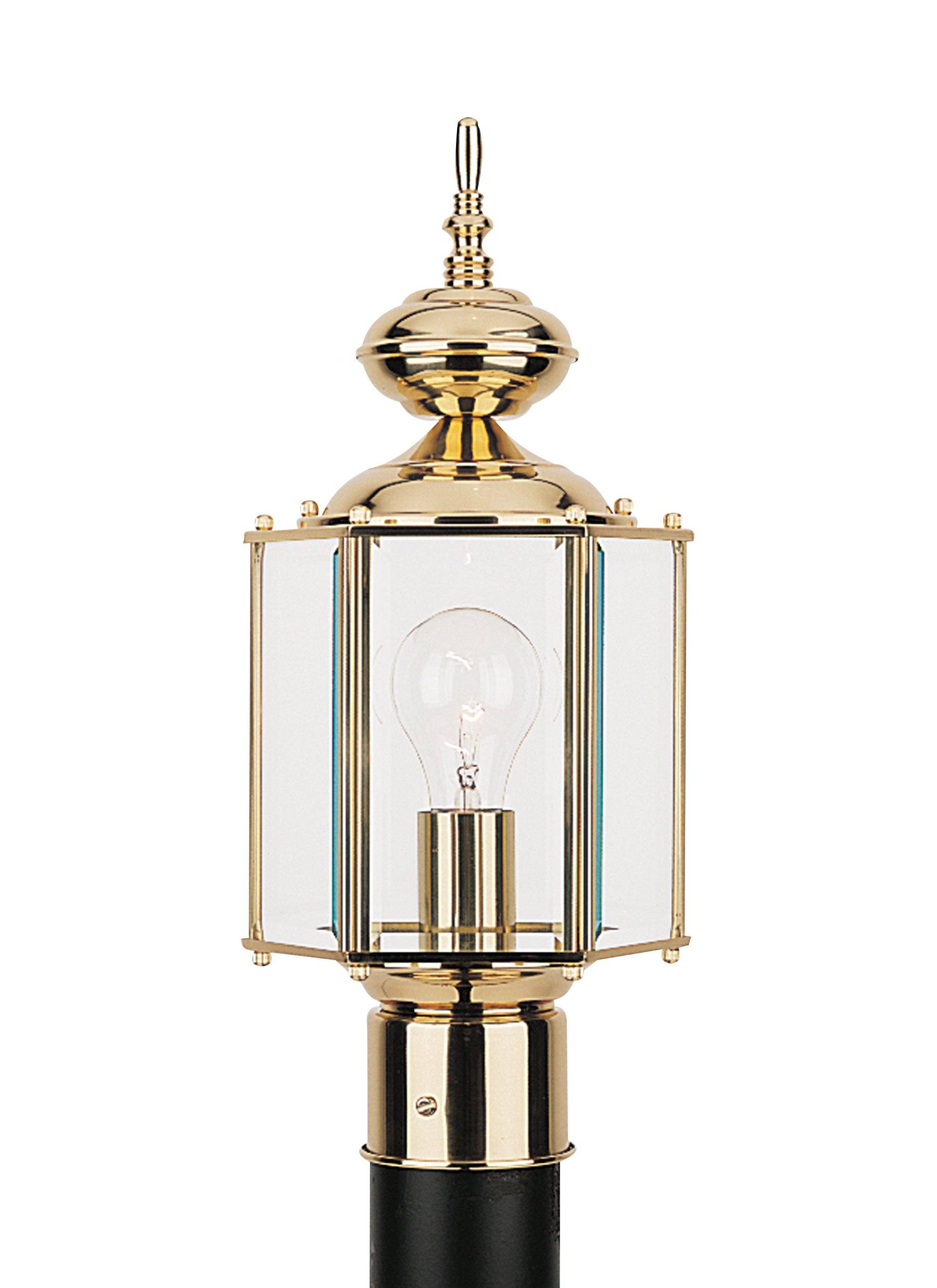 Classico One Light Outdoor Post Lantern - Polished Brass Outdoor Sea Gull Lighting 