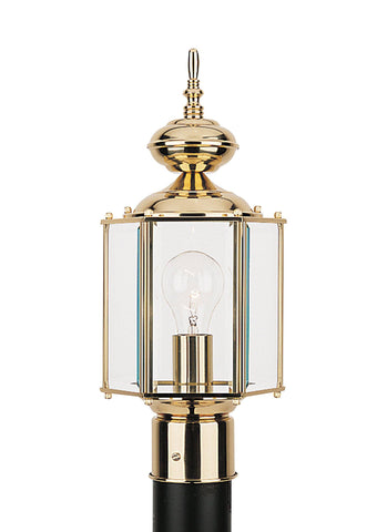 Classico One Light Outdoor Post Lantern - Polished Brass Outdoor Sea Gull Lighting 
