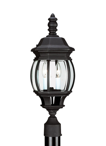 Wynfield Two Light Outdoor LED Post Lantern - Black Outdoor Sea Gull Lighting 