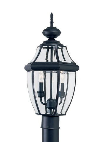 Lancaster Two Light Outdoor Post Lantern - Black Outdoor Sea Gull Lighting 