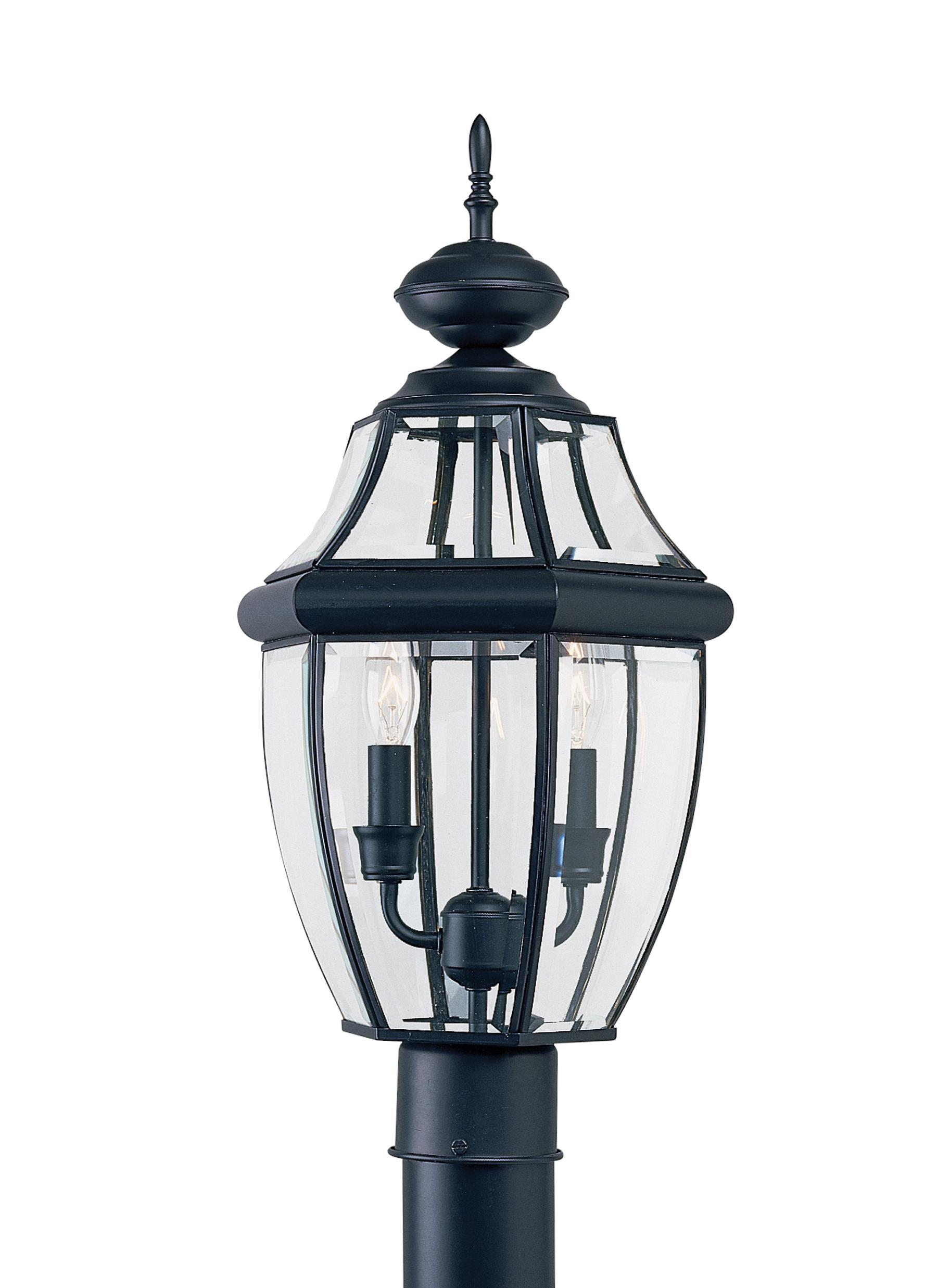 Lancaster Two Light Outdoor LED Post Lantern - Black Outdoor Sea Gull Lighting 