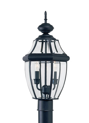 Lancaster Two Light Outdoor LED Post Lantern - Black Outdoor Sea Gull Lighting 