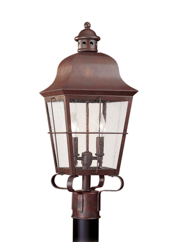 Chatham Two Light Outdoor Post Lantern - Weathered Copper Outdoor Sea Gull Lighting 