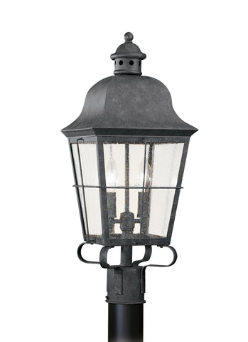 Chatham Two Light Outdoor LED Post Lantern - Oxidized Bronze Outdoor Sea Gull Lighting 