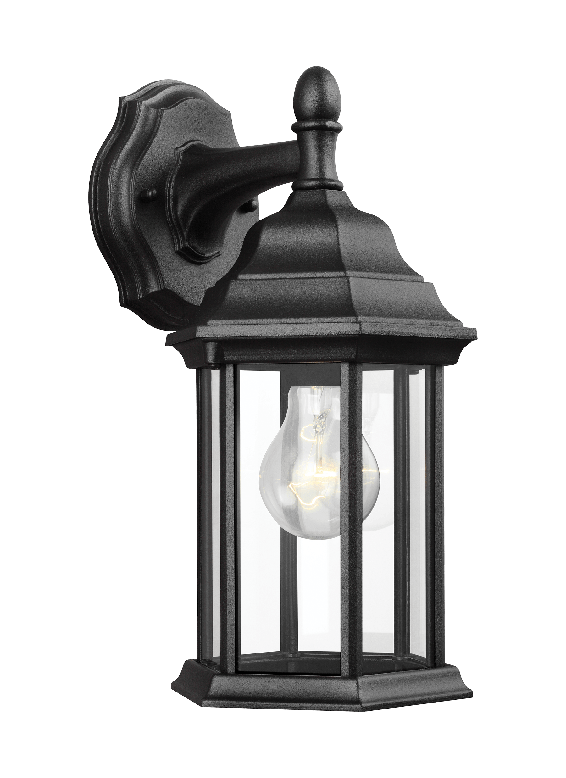 Sevier Small One Light Downlight Outdoor Wall Lantern - Black Outdoor Sea Gull Lighting 