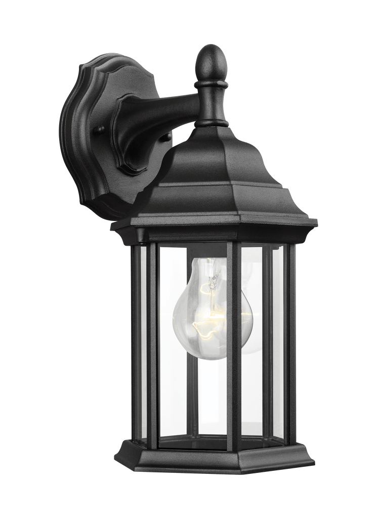 Sevier Small One Light Downlight Outdoor Wall Lantern - Black Outdoor Sea Gull Lighting 