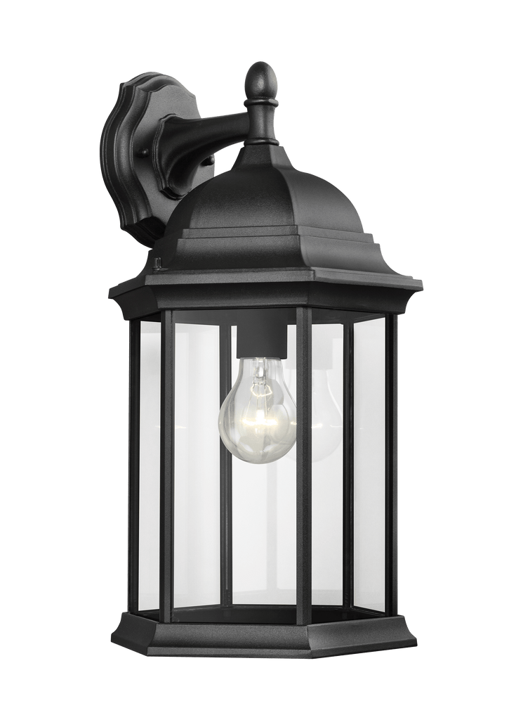 Sevier Large One Light Downlight Outdoor Wall Lantern - Black Outdoor Sea Gull Lighting 