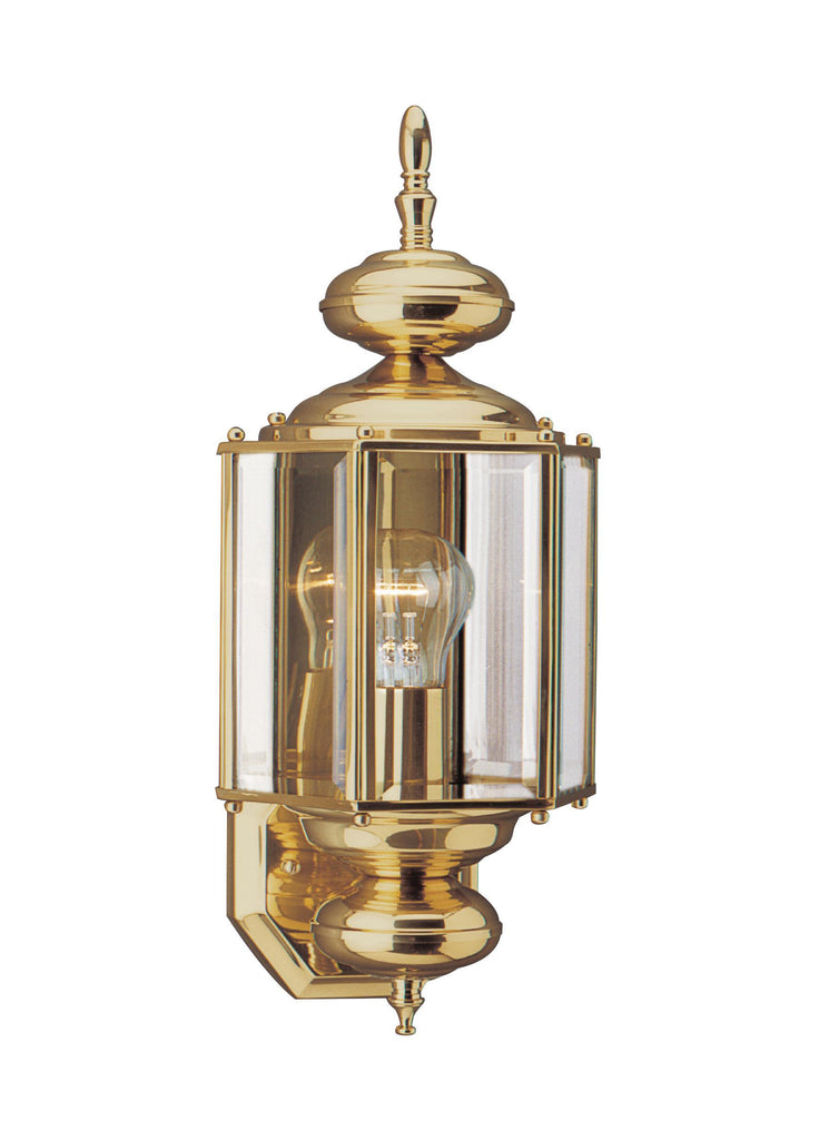 Classico One Light Outdoor Wall Lantern - Polished Brass Outdoor Sea Gull Lighting 
