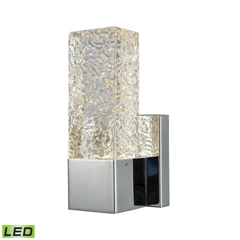 Cubic Ice 1 Light Sconce In Polished Chrome With Solid Textured Glass Wall Sconce Elk Lighting 