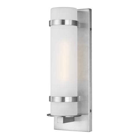 Alban Small One Light Outdoor Wall Lantern - Satin Aluminum Outdoor Sea Gull Lighting 