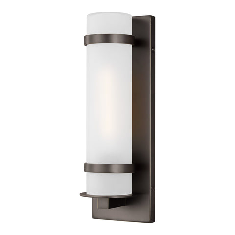 Alban 12"h Outdoor Wall Lantern with Opal Tube Shade - Bronze Outdoor Sea Gull Lighting 