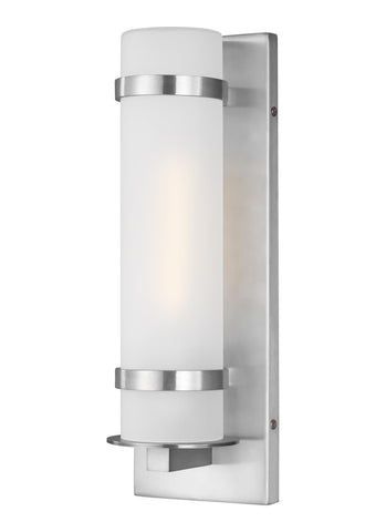 Alban Small One Light Outdoor LED Wall Lantern - Satin Aluminum Outdoor Sea Gull Lighting 