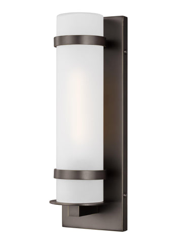 Alban 12"h Outdoor LED Wall Lantern with Opal Tube Shade - Bronze Outdoor Sea Gull Lighting 