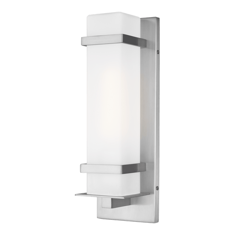 Alban Small One Light Outdoor Wall Lantern - Satin Aluminum Outdoor Sea Gull Lighting 