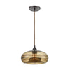 Hazelton 1-Light Mini Pendant in Oil Rubbed Bronze with Earth Brown Fused Glass Ceiling Elk Lighting 