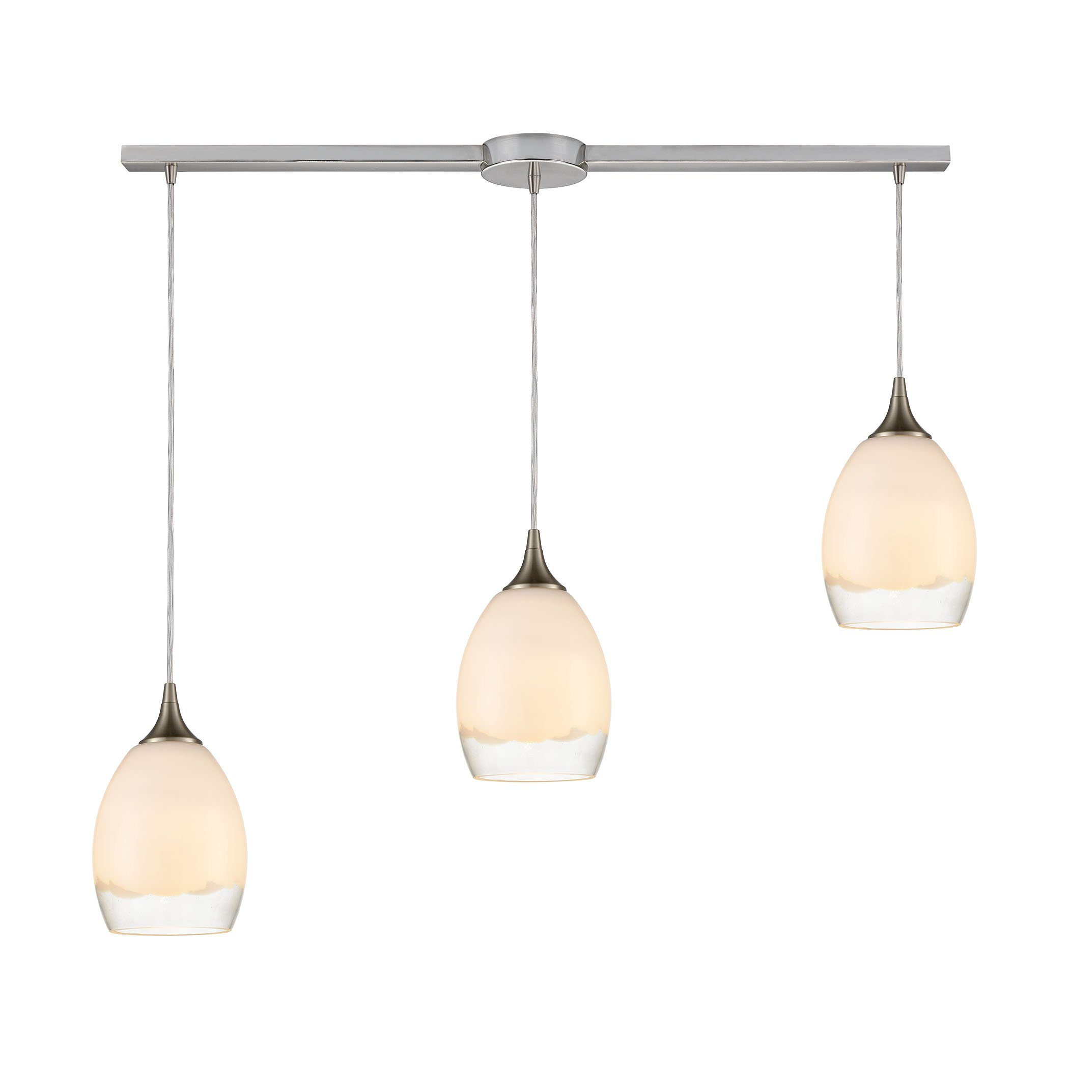 Cirrus 3-Light Pendant in Satin Nickel with Opal White and Clear Glass Ceiling Elk Lighting 