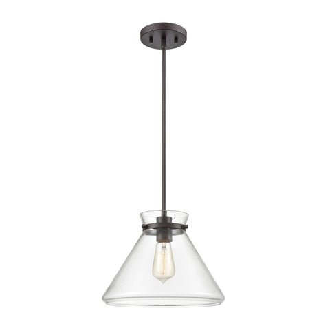 Mickley 1-Light Mini Pendant in Oil Rubbed Bronze with Clear Glass Ceiling Elk Lighting 