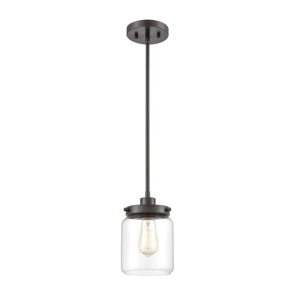 Mason 1-Light Mini Pendant in Oil Rubbed Bronze with Clear Glass Ceiling Elk Lighting 