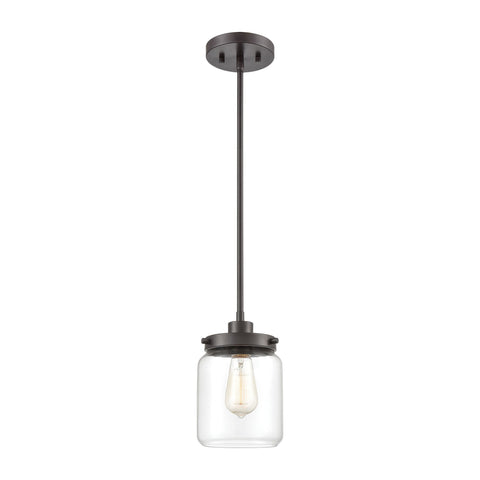 Mason 1-Light Mini Pendant in Oil Rubbed Bronze with Clear Glass Ceiling Elk Lighting 