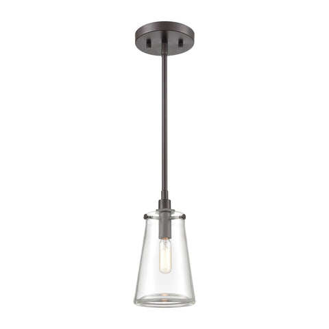 Beaker 1-Light Mini Pendant in Oil Rubbed Bronze with Clear Glass