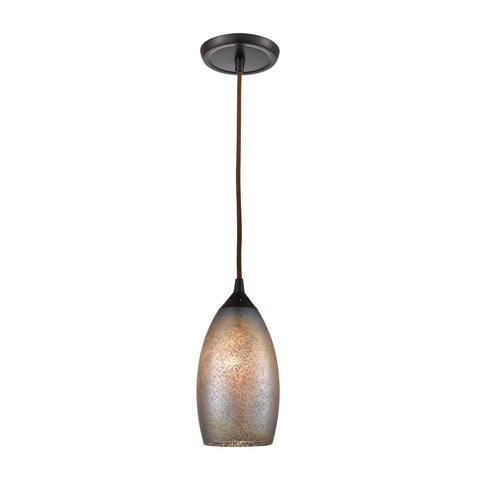 Illuminessence 1-Light Mini Pendant in Oil Rubbed Bronze with Textured Gray Dichroic Glass Ceiling Elk Lighting 