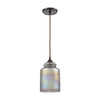 Illuminessence 1-Light Mini Pendant in Oil Rubbed Bronze with Textured Gray Dichroic Glass Ceiling Elk Lighting 