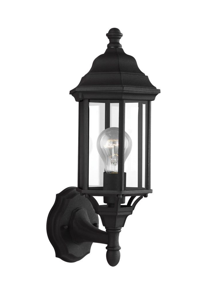 Sevier Small One Light Uplight Outdoor Wall Lantern - Black Outdoor Sea Gull Lighting 