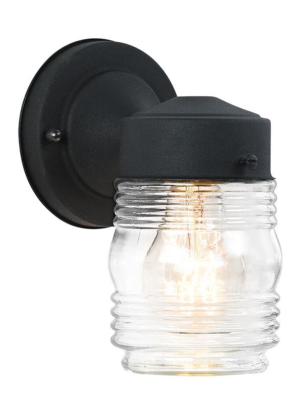 One Light Outdoor Wall Lantern - Black Outdoor Sea Gull Lighting 
