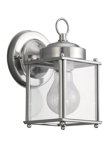 New Castle One Light Outdoor Wall Lantern - Brushed Nickel Outdoor Sea Gull Lighting 