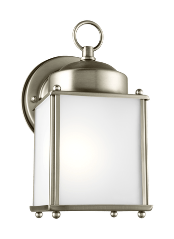 New Castle One Light Outdoor LED Wall Lantern - Brushed Nickel Outdoor Sea Gull Lighting 